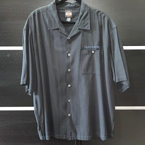HARLEY DAVIDSON MENS SILK DRESS SHIRT! BLACK, 3XL!